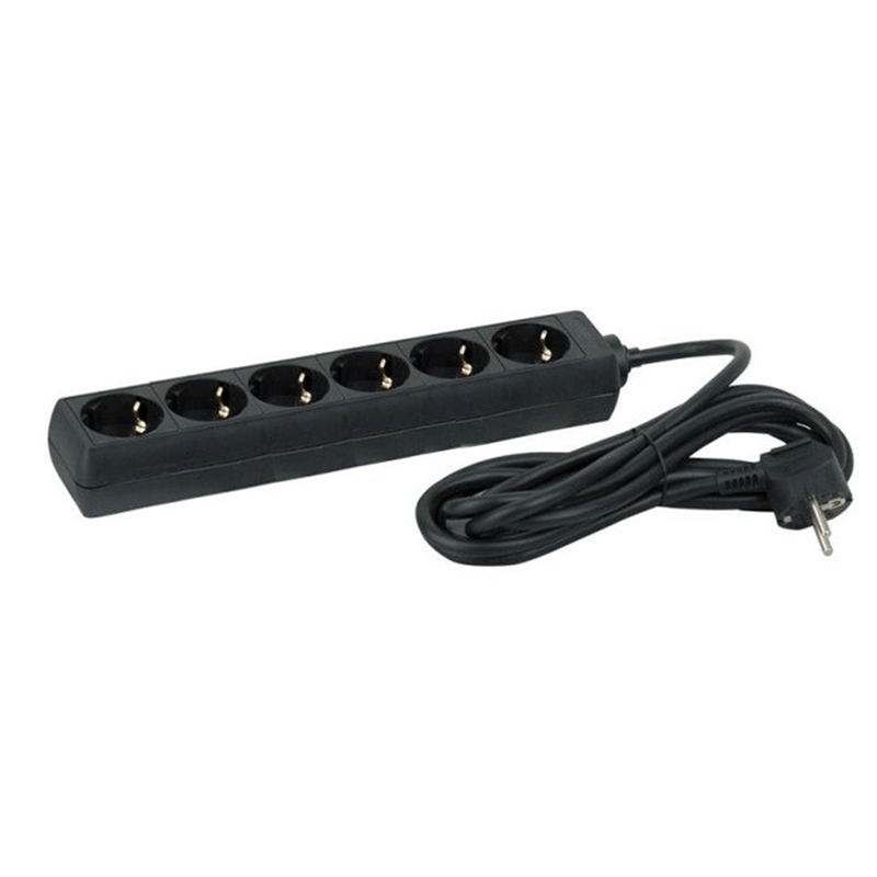 platte-stekkerdoos-zwart