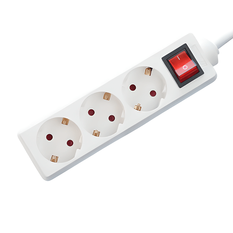 DRIEVOUDIGE TAFELCONTACTDOOS-MET SCHAKELAAR-3M-WIT