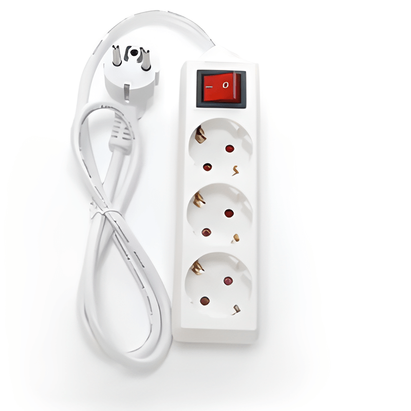 DRIEVOUDIGE TAFELCONTACTDOOS-MET SCHAKELAAR-3M-WIT